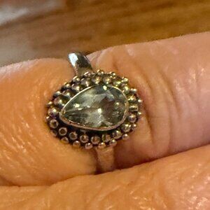 Ring Size 4.5 Blue Topaz Faceted Sterling Silver 925 Women Semi-Precious Stone